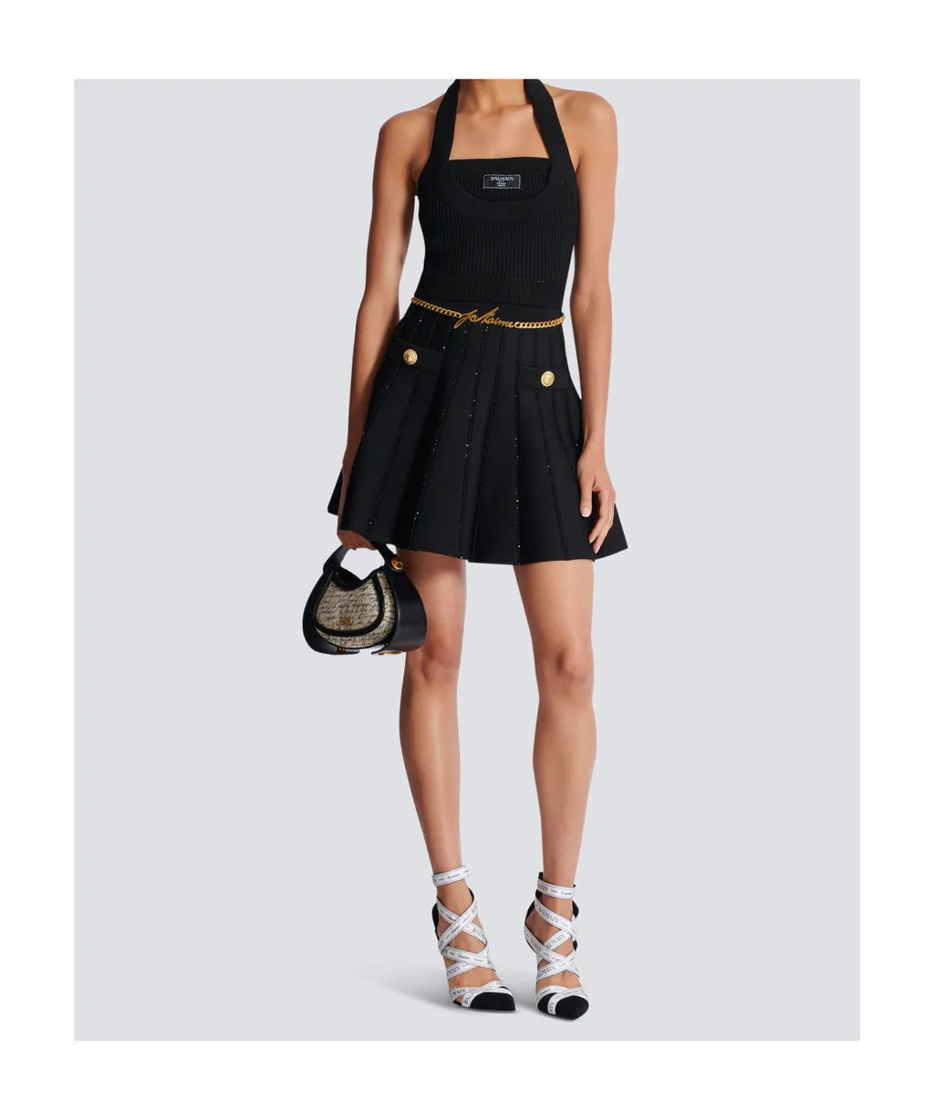 Ribbed Knit Halterneck Top