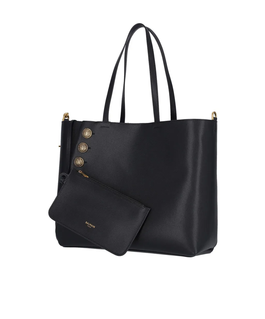 Button Detailed Tote Bag