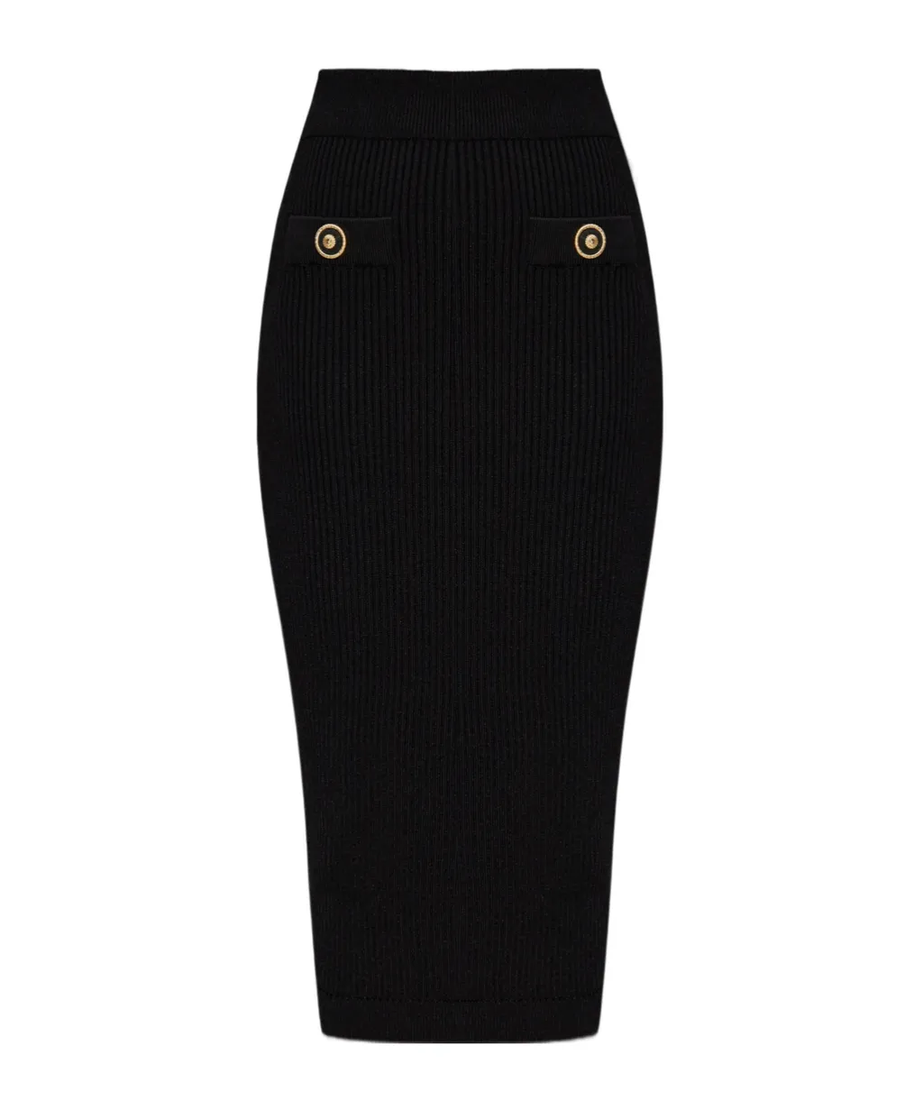 Button Detailed Pencil Skirt