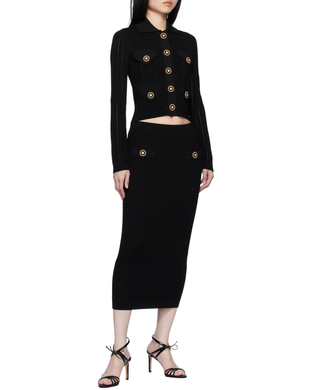 Button Detailed Pencil Skirt