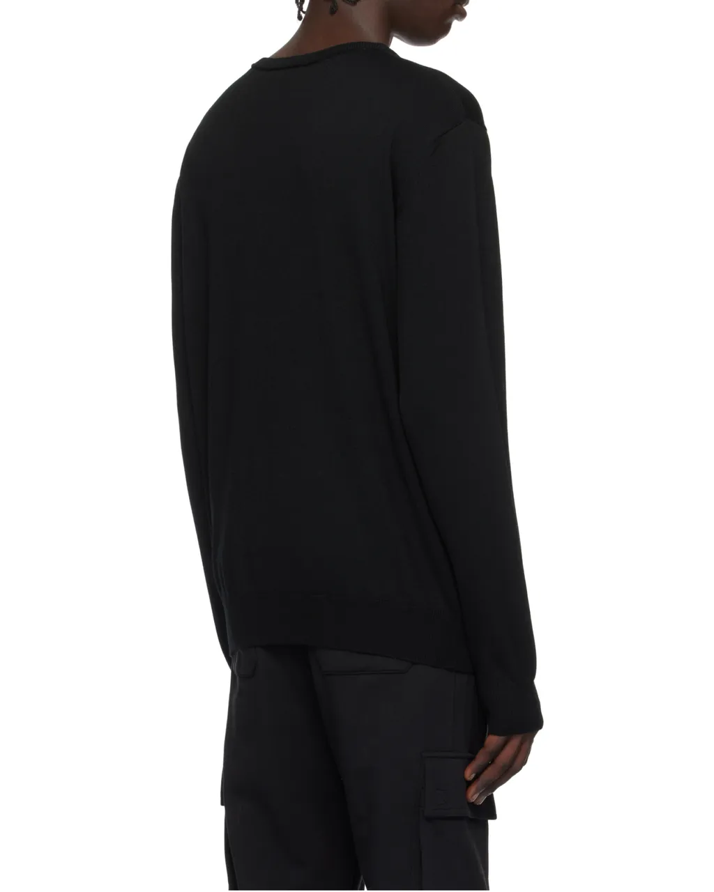 Logo Patch Double-Collar Knit Sweater