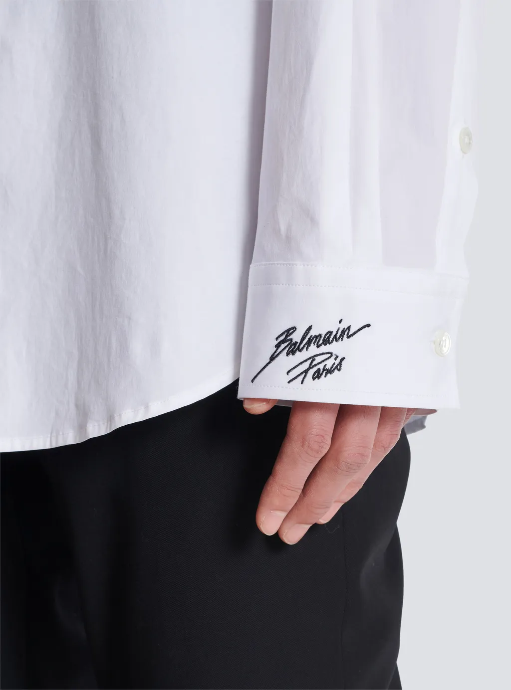 Logo Embroidered Collared Long-Sleeve Shirt