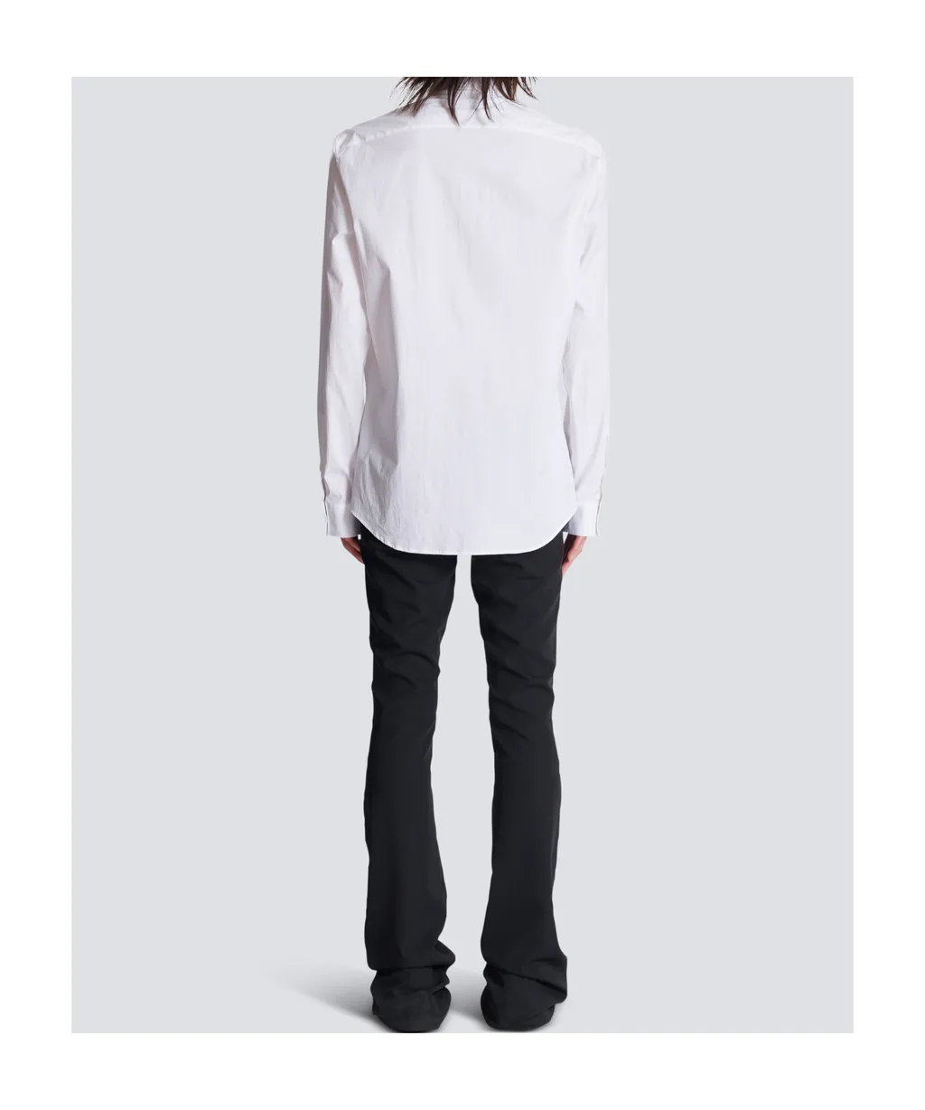 Logo Embroidered Collared Long-Sleeve Shirt