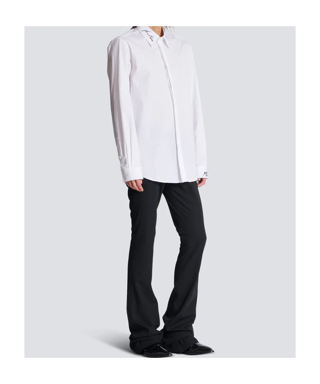 Logo Embroidered Collared Long-Sleeve Shirt