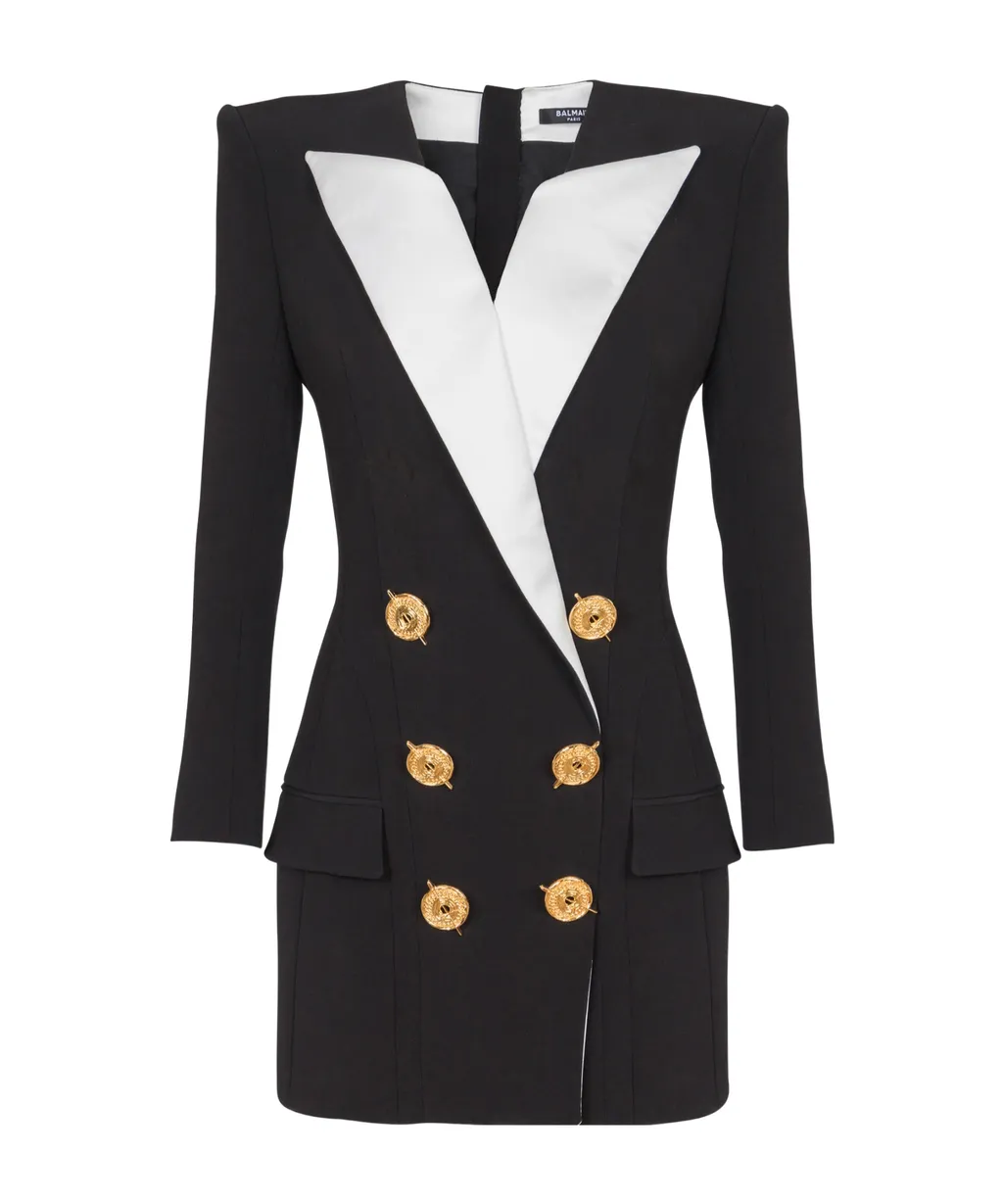 Two-Tone Crepe Short Dress