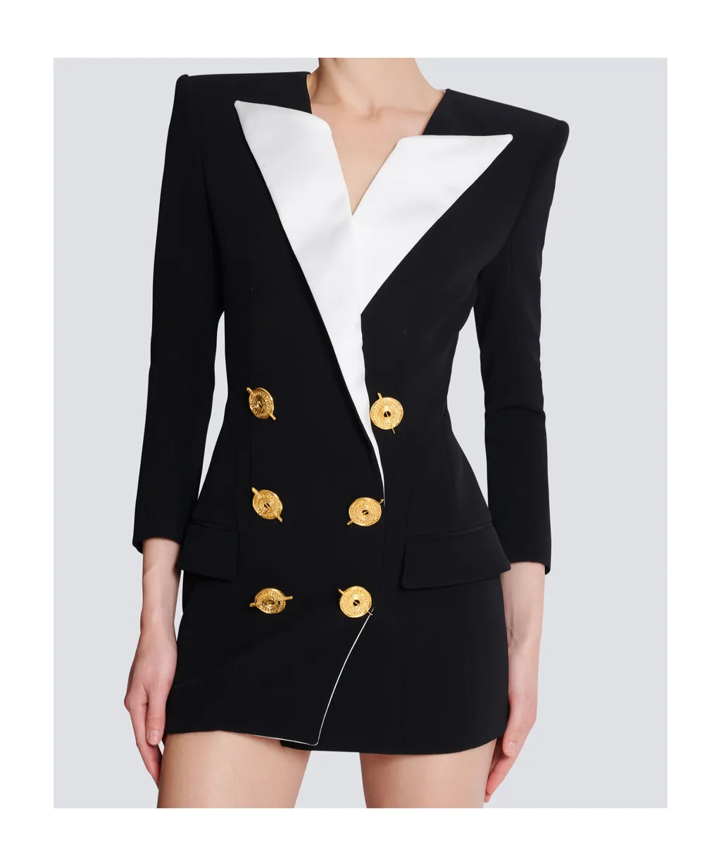 Two-Tone Crepe Short Dress
