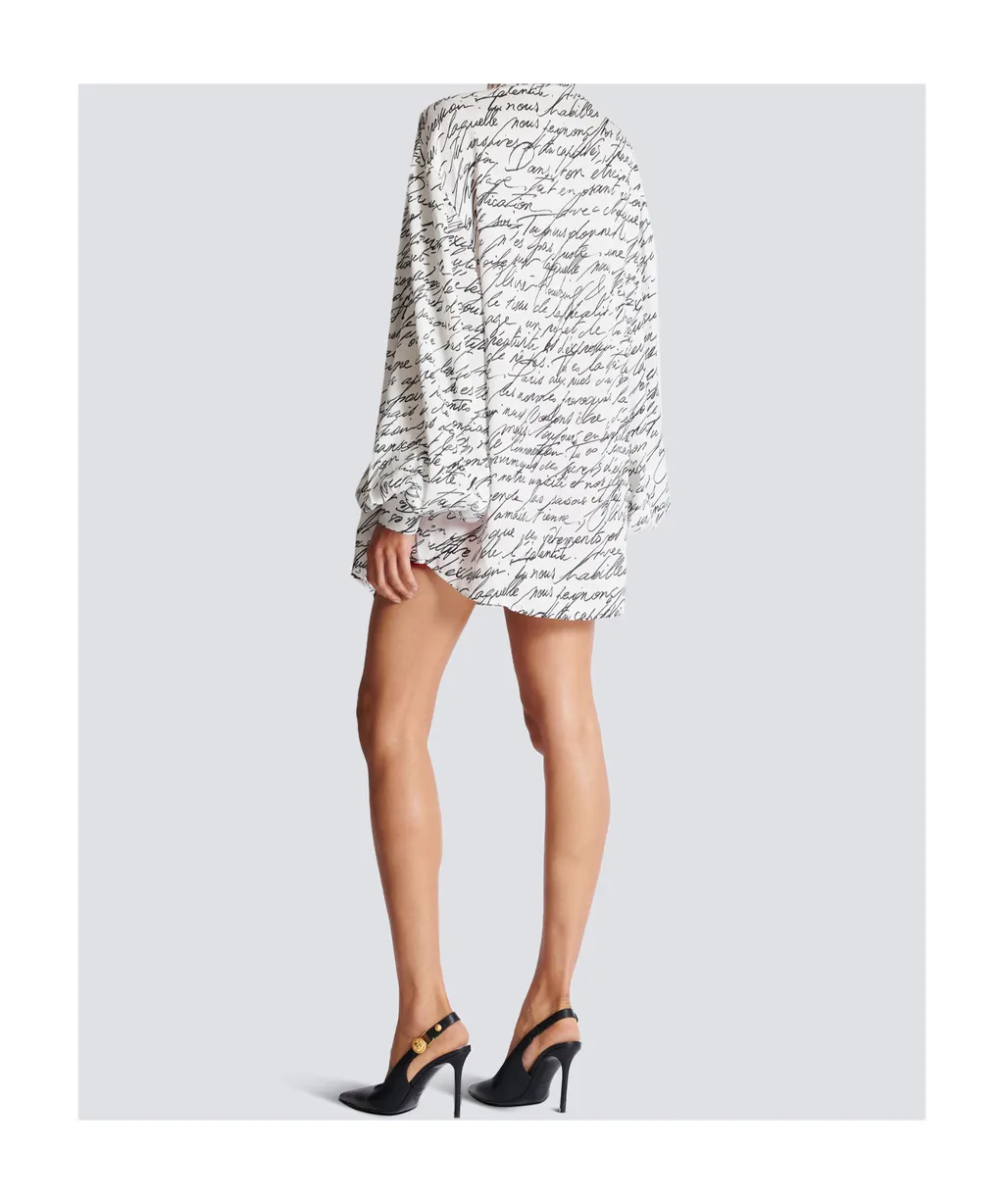 Logo Detailed Tie-Neck Blouse