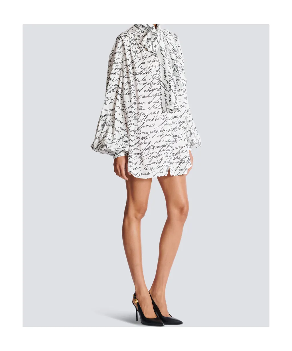 Logo Detailed Tie-Neck Blouse