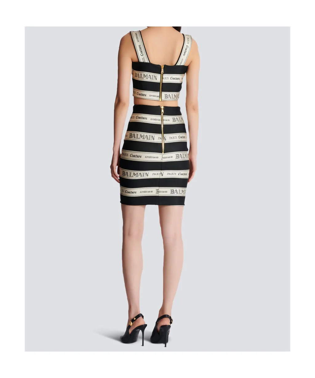 Ribbon Motif Short Jacquard Skirt