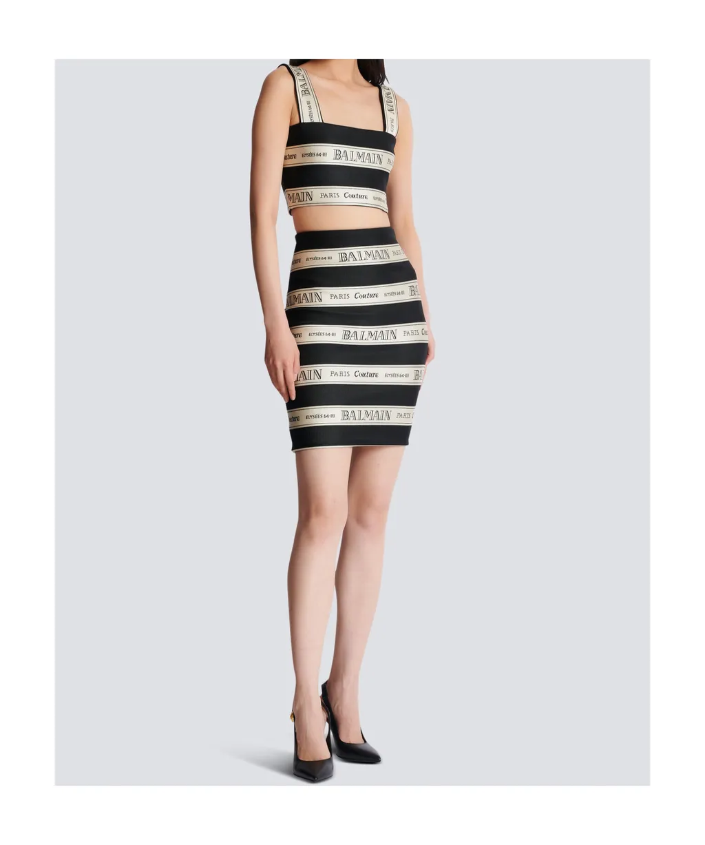Ribbon Motif Short Jacquard Skirt