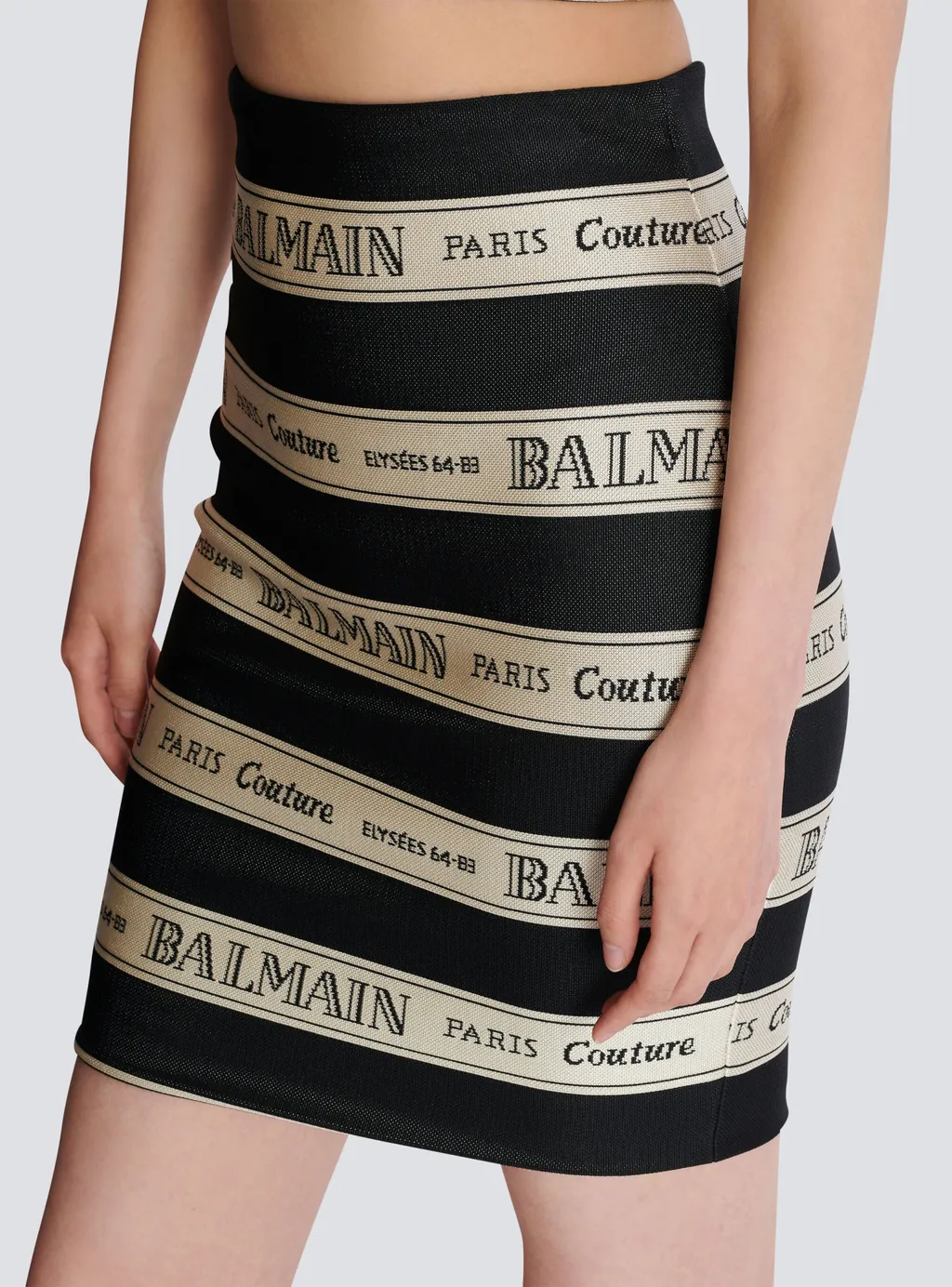 Ribbon Motif Short Jacquard Skirt