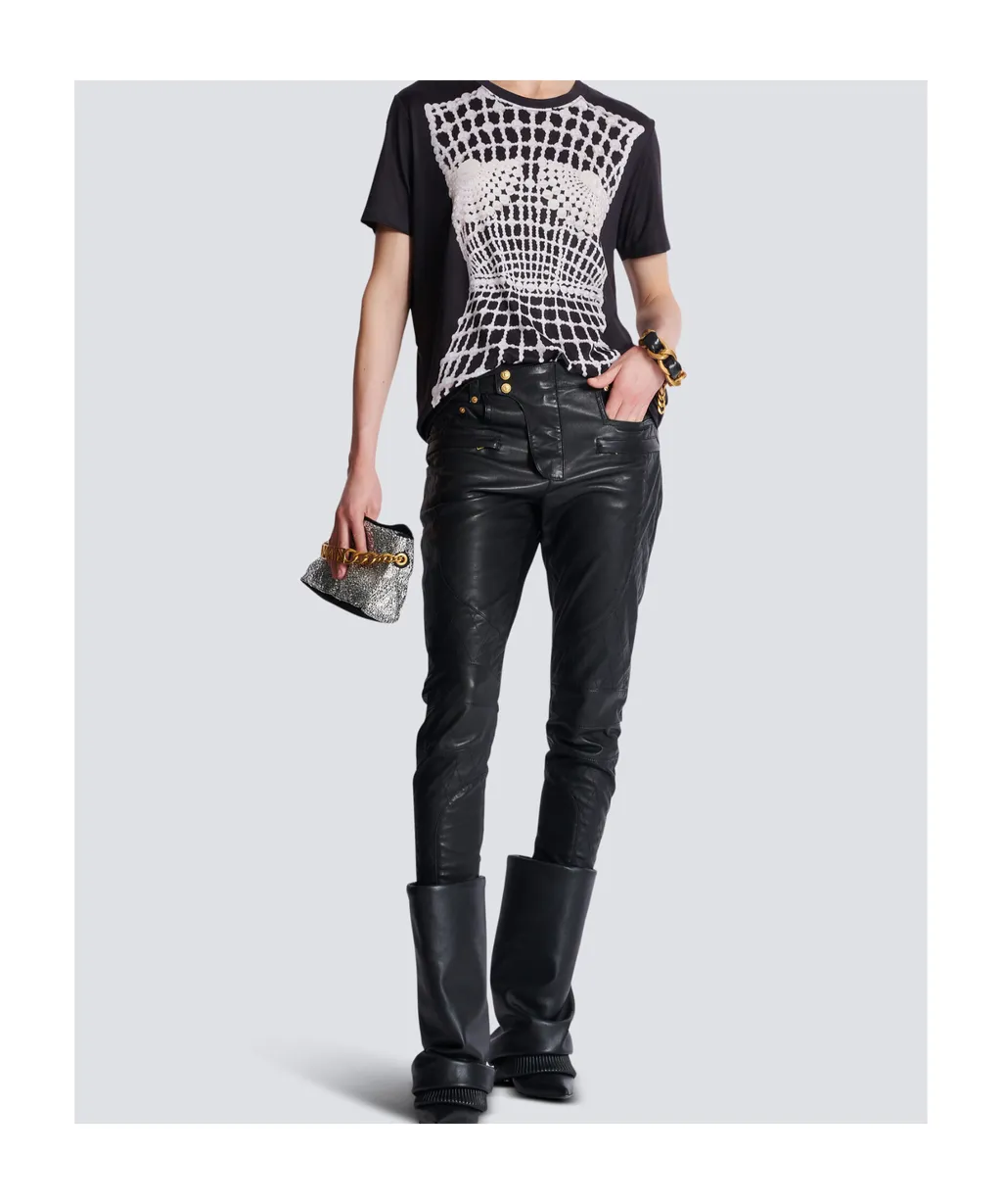 Faux Embroidery Print Loose T-Shirt