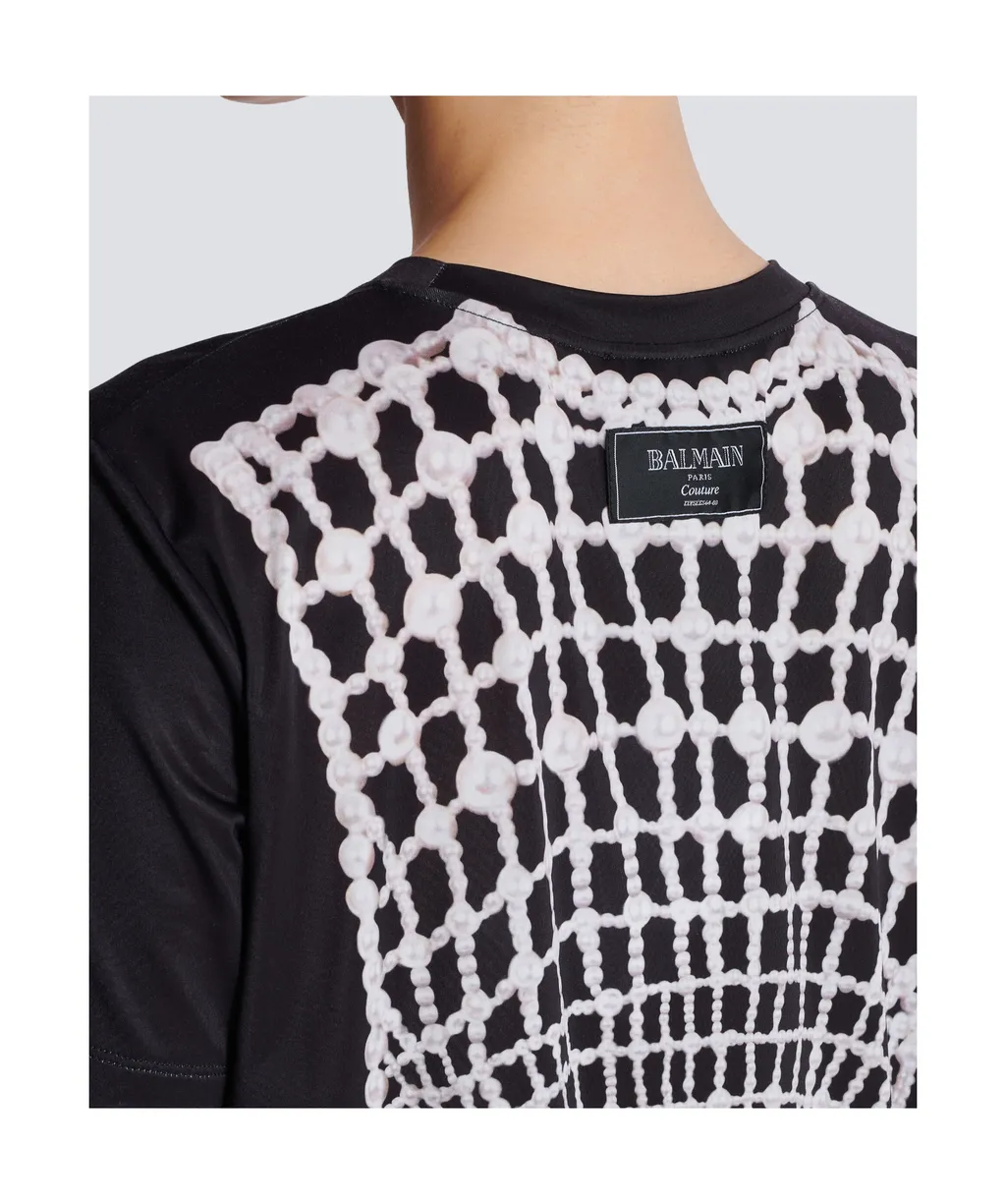 Faux Embroidery Print Loose T-Shirt