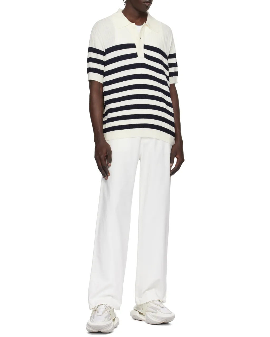 Striped Knit Polo Shirt