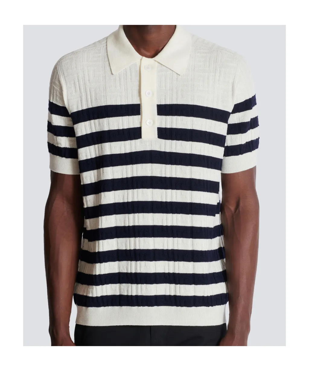 Striped Knit Polo Shirt