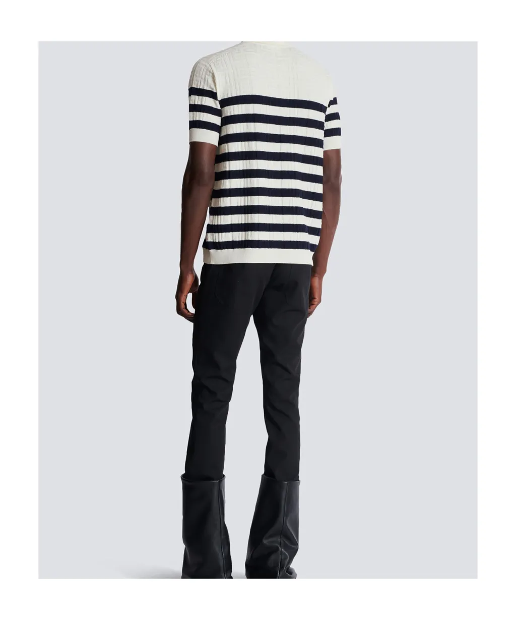 Striped Knit Polo Shirt