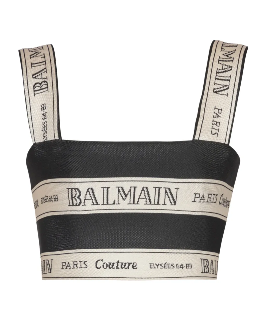 Logo Ribbon Jacquard Crop Top