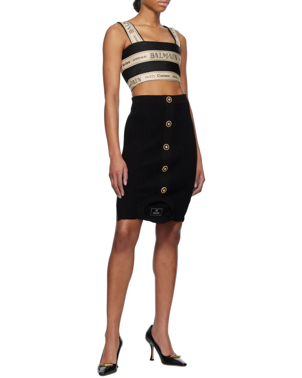 Logo Ribbon Jacquard Crop Top