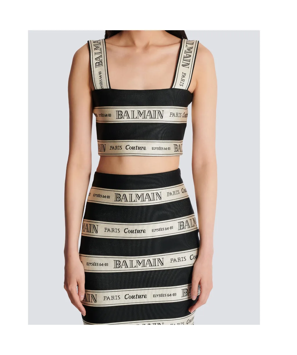 Logo Ribbon Jacquard Crop Top