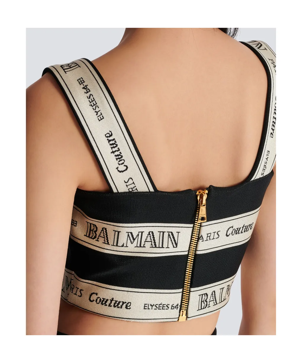 Logo Ribbon Jacquard Crop Top
