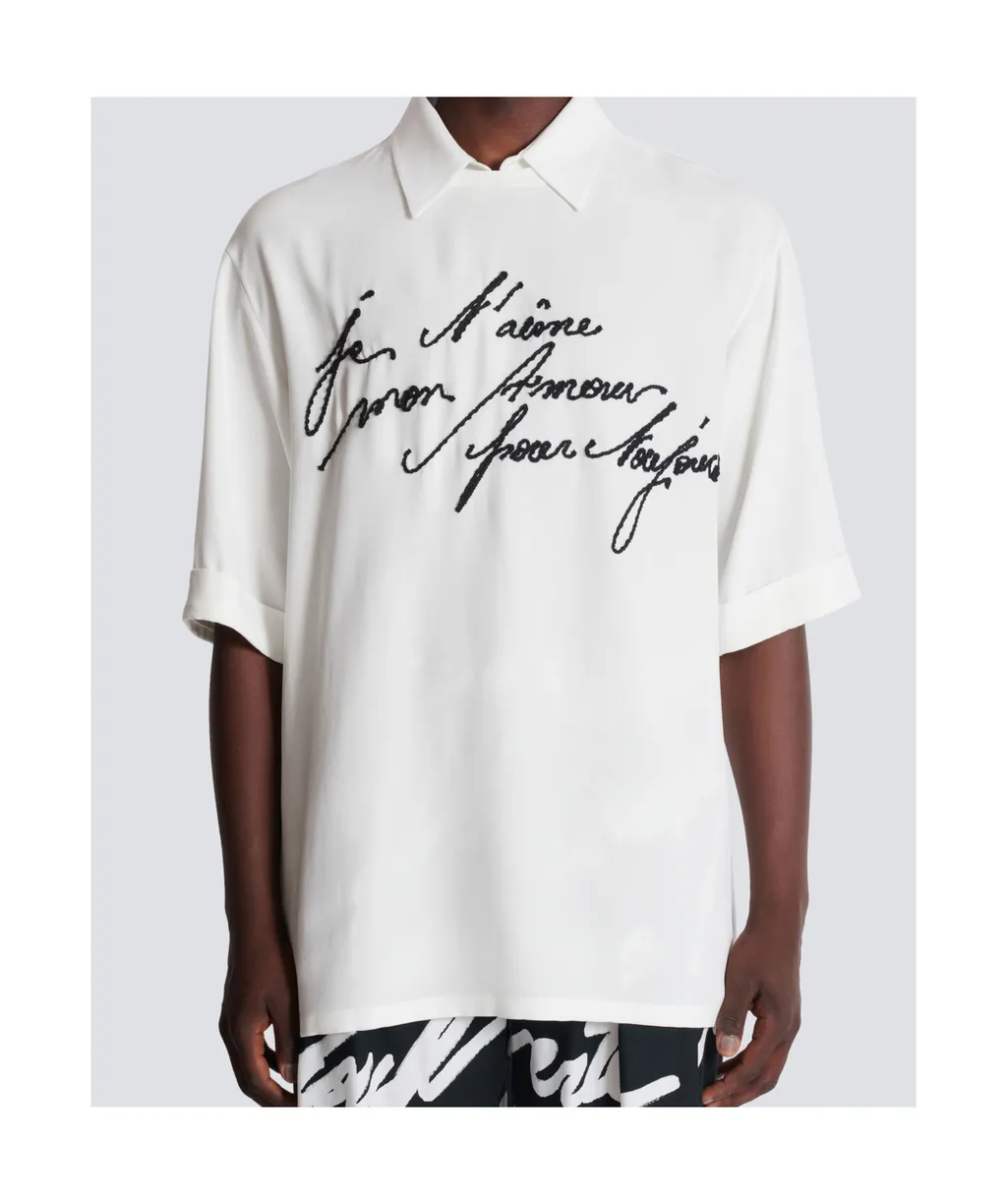 Collared T-Shirt With Embroidery Love Letter