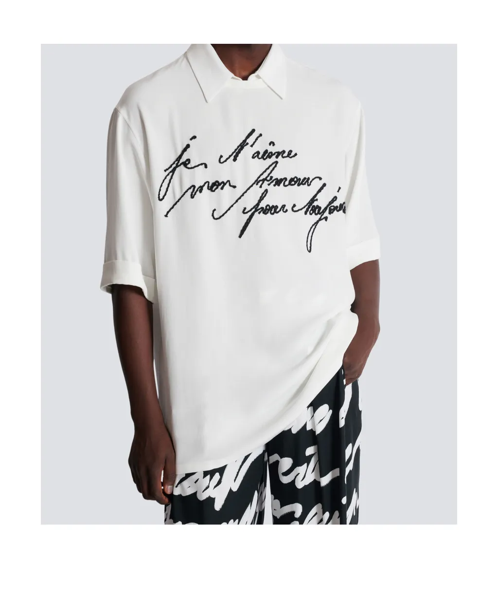Collared T-Shirt With Embroidery Love Letter