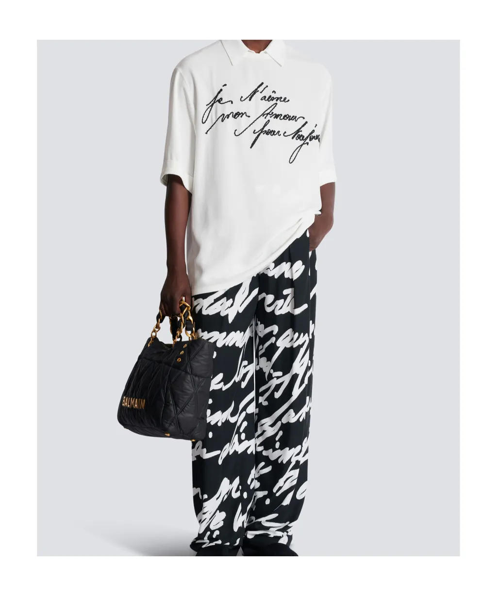 Collared T-Shirt With Embroidery Love Letter