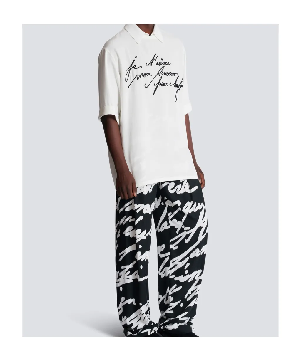 Collared T-Shirt With Embroidery Love Letter