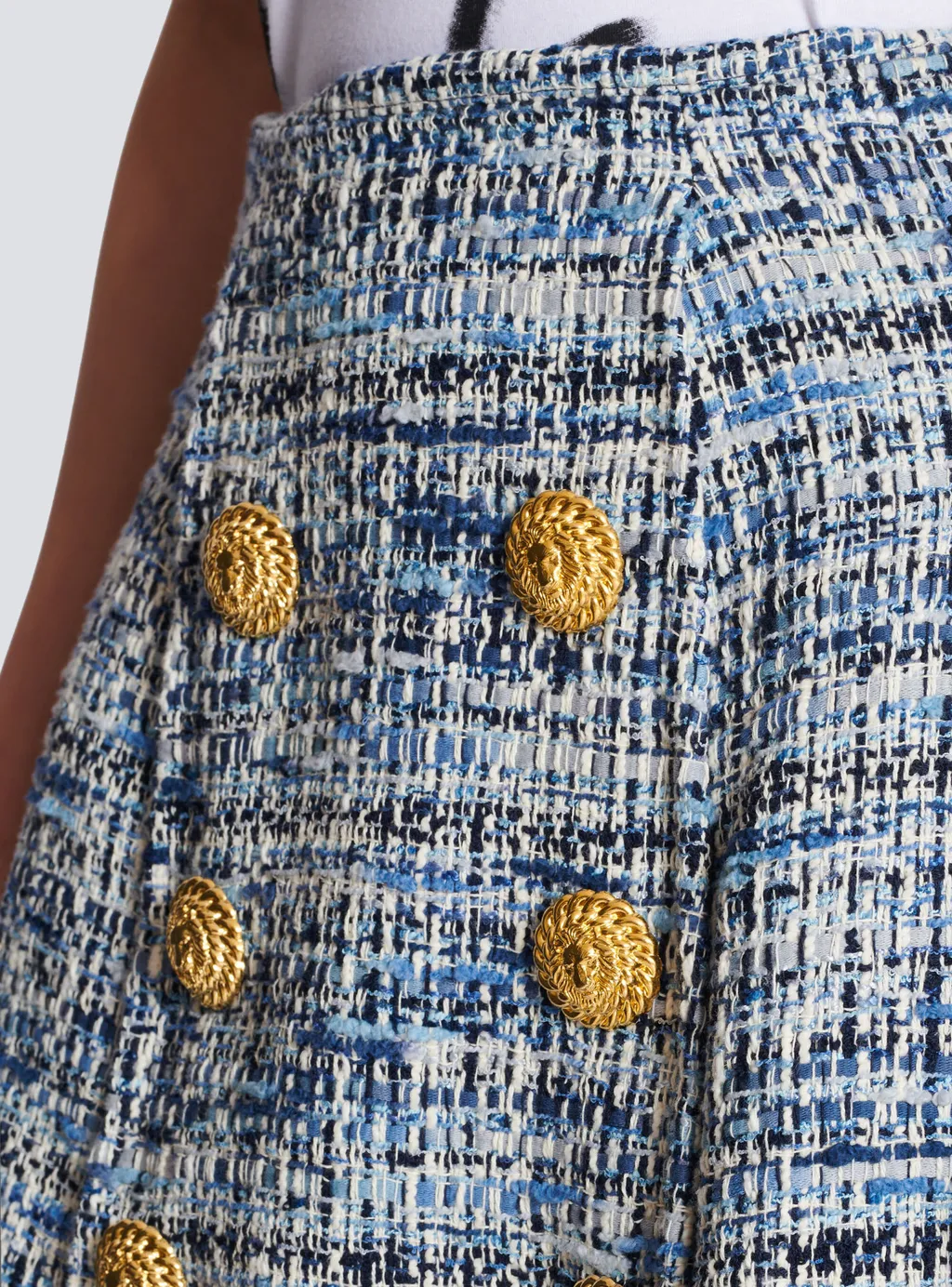 Button Detailed Tweed Skirt