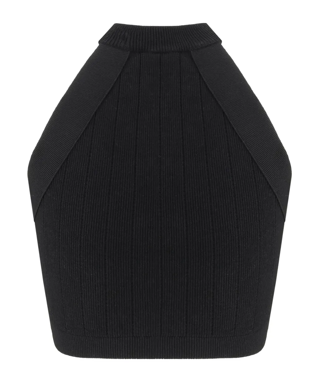 Halterneck Knit Cropped Top
