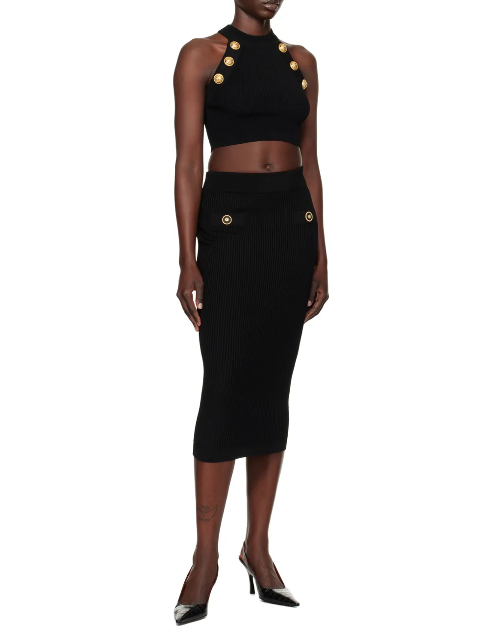 Halterneck Knit Cropped Top