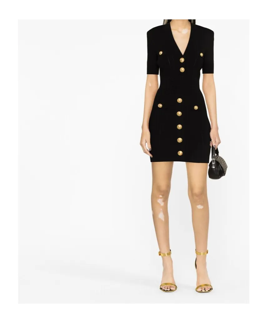 Button Embellished Knitted Dress