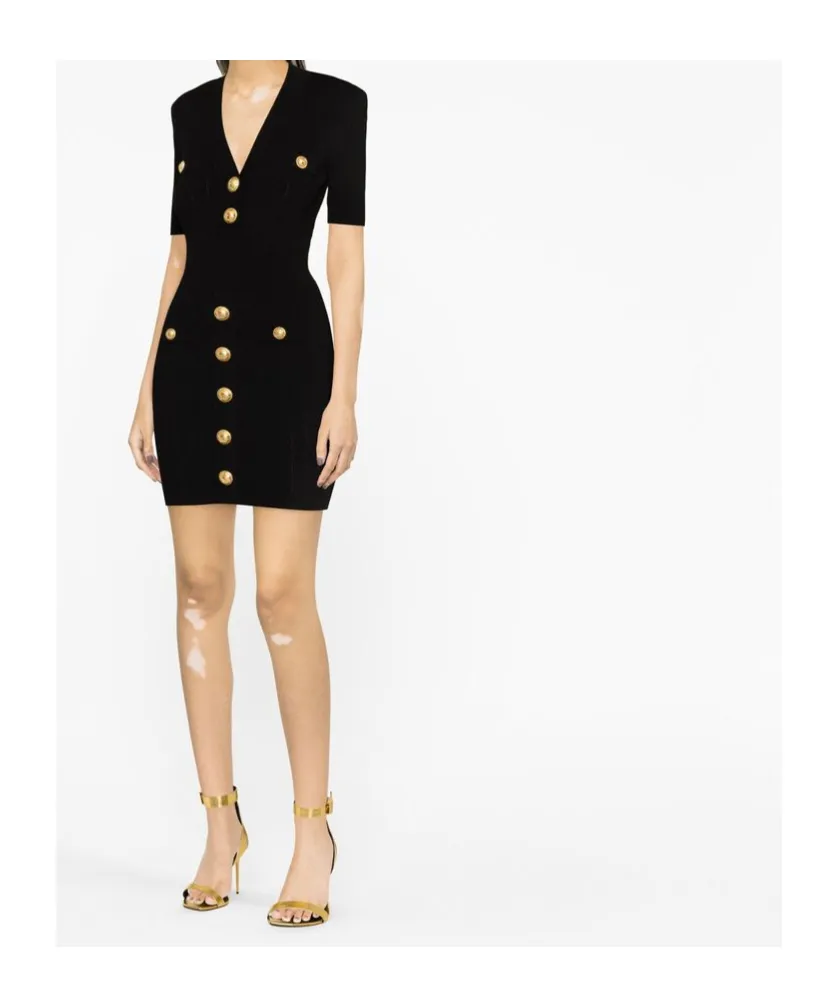 Button Embellished Knitted Dress