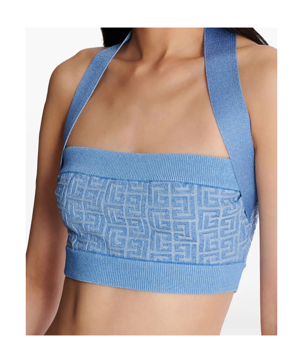 Knit Halterneck Top With Pb Labyrinth Monogram