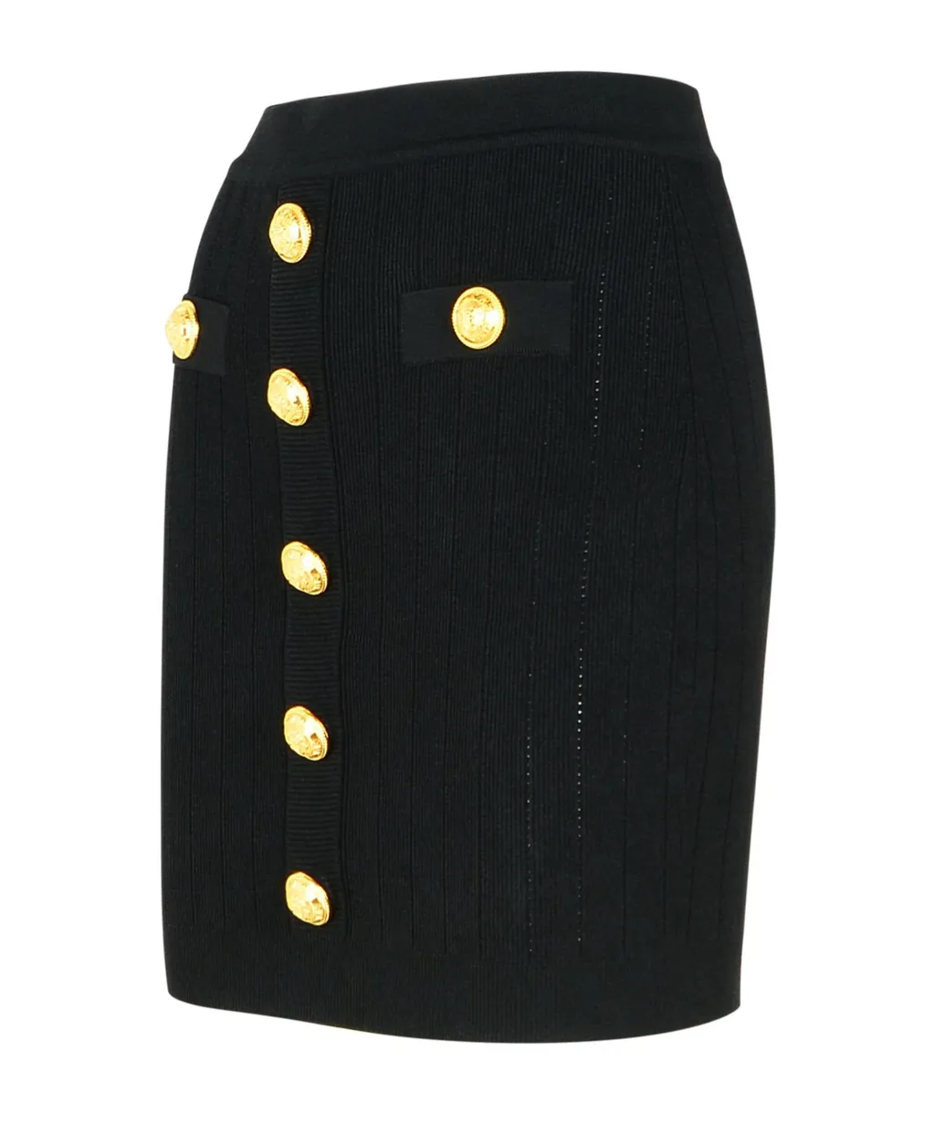 Button Detailed High-Rise Mini Skirt