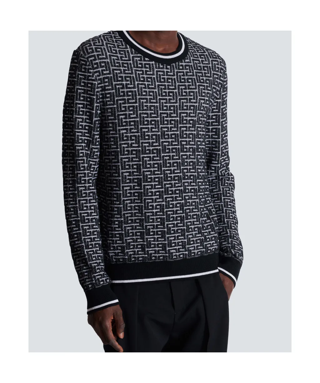 Monogrammed Jacquard Knit Sweater