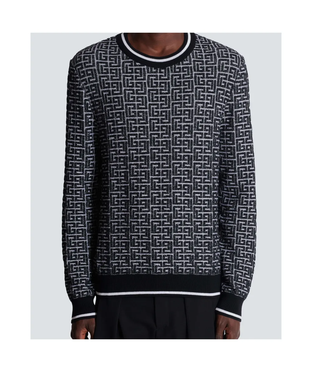 Monogrammed Jacquard Knit Sweater