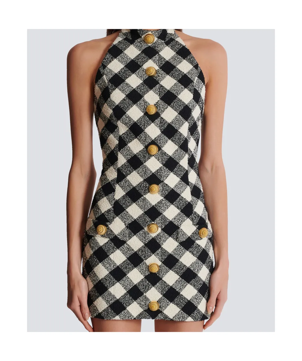 Short Tweed Dress With Buttons