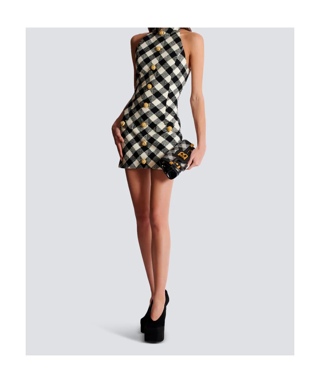 Short Tweed Dress With Buttons