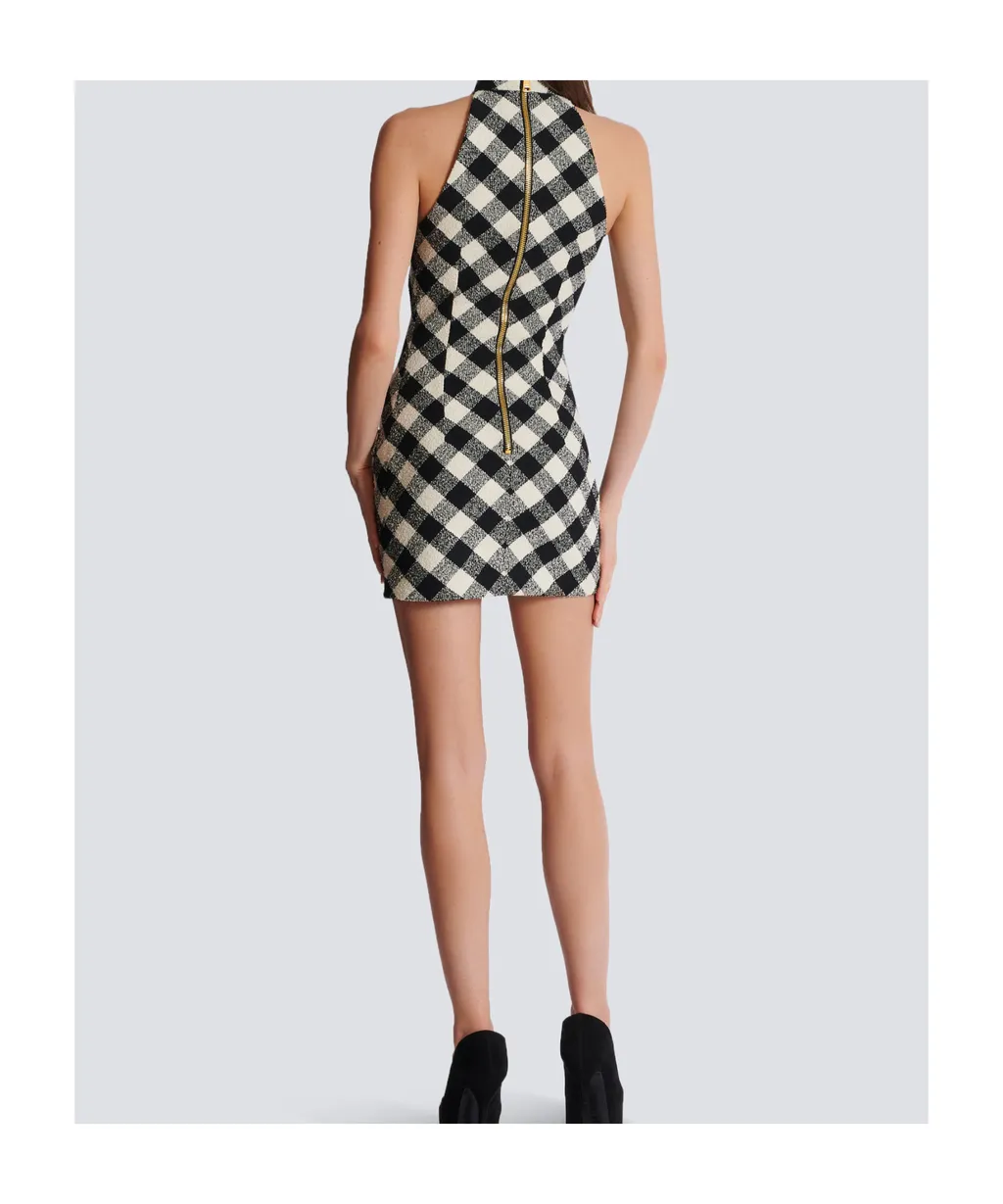 Short Tweed Dress With Buttons