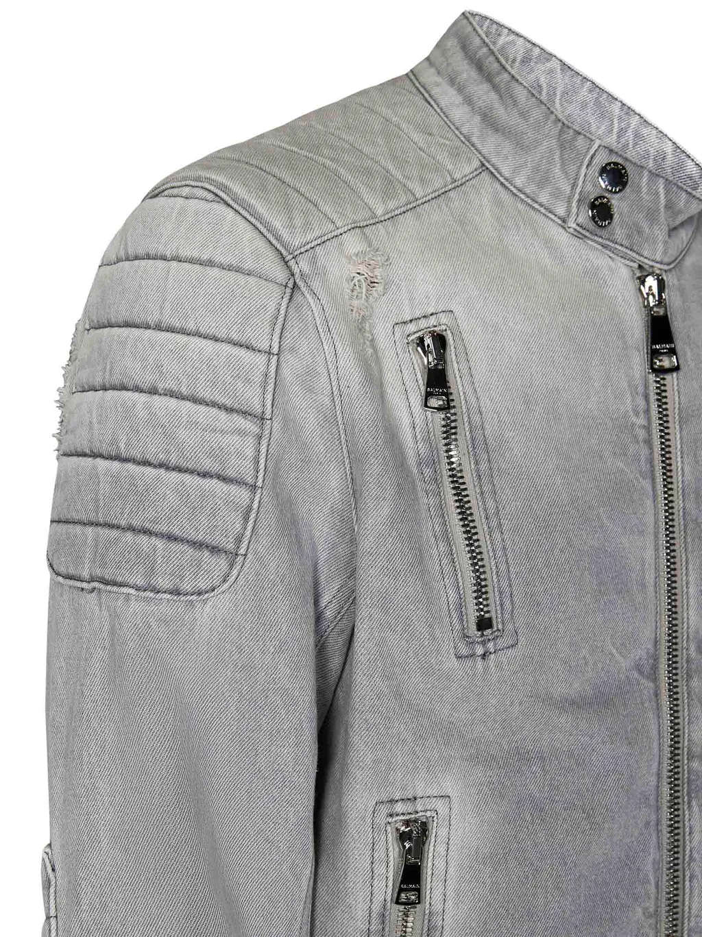 Zip-Up Biker Denim Jacket