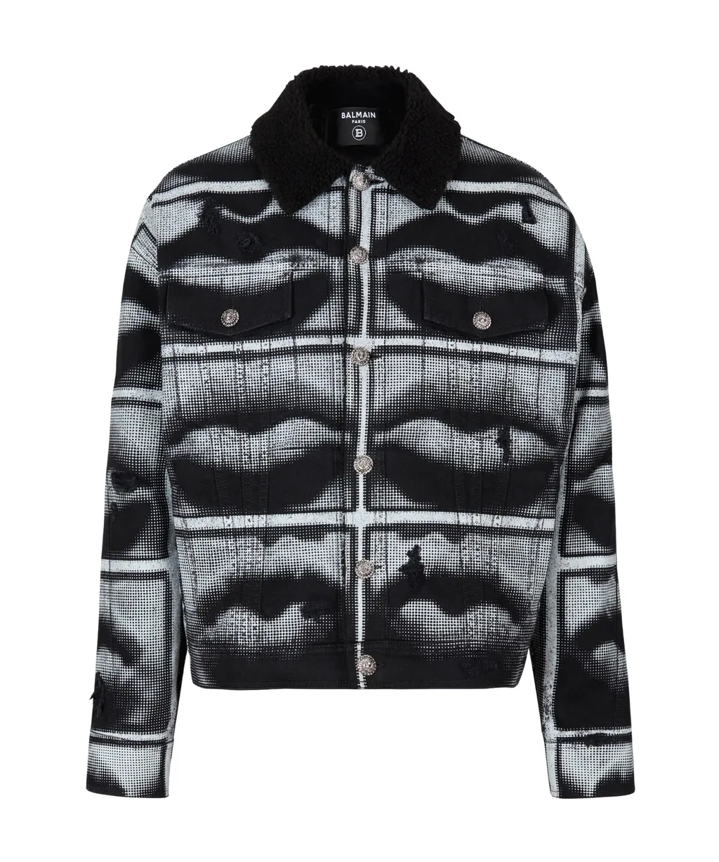 Denim Jacket With Lips Print