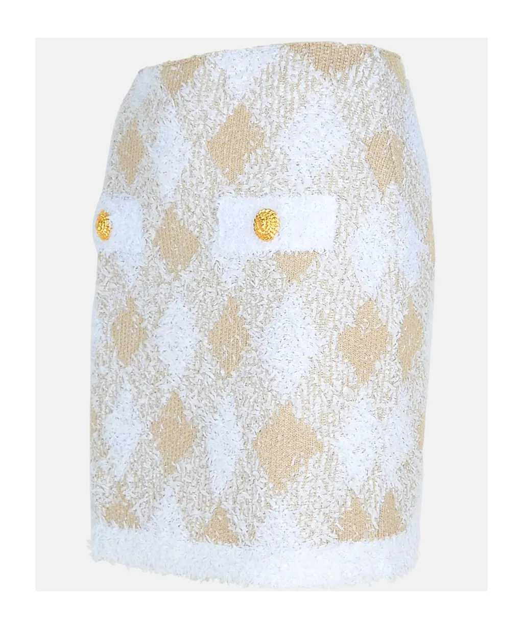 Gingham Detailed Ribbed Hem Mini Skirt