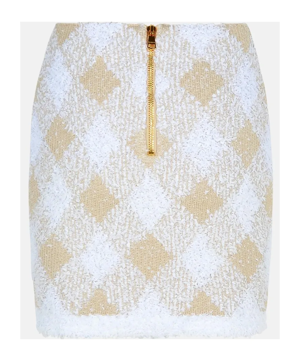 Gingham Detailed Ribbed Hem Mini Skirt