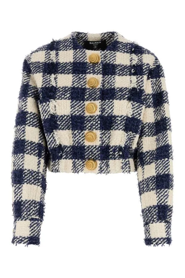 Gingham Check Tweed Jacket