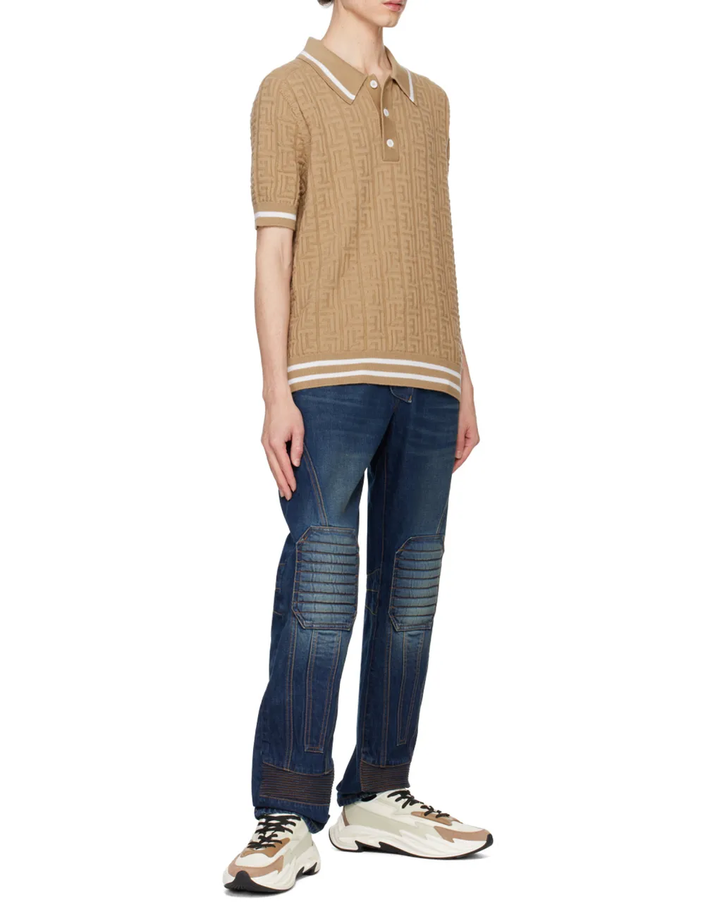Denim Straight-Leg Biker Jeans