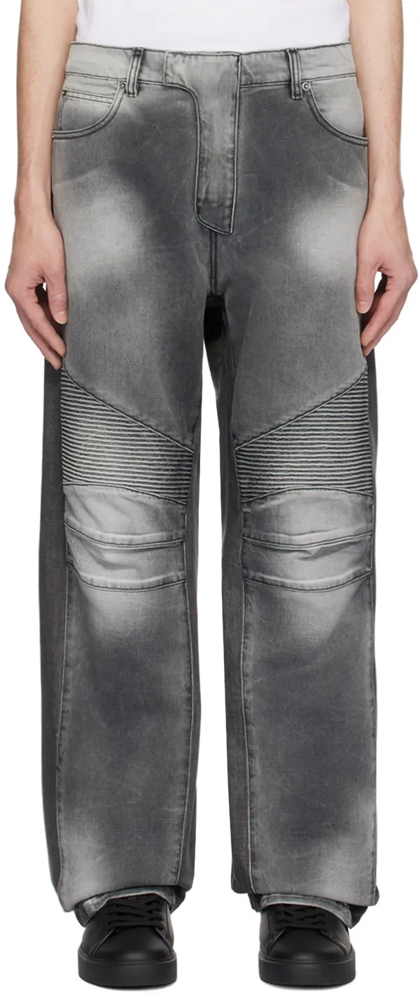 Loose-Fit Denim Biker Jeans