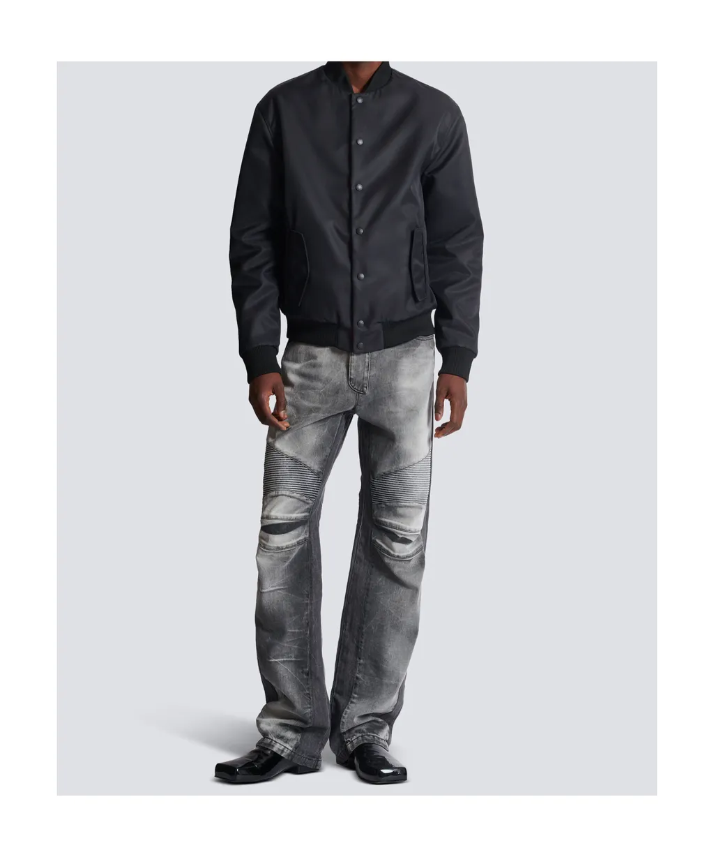 Loose-Fit Denim Biker Jeans