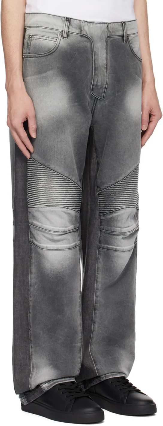 Loose-Fit Denim Biker Jeans