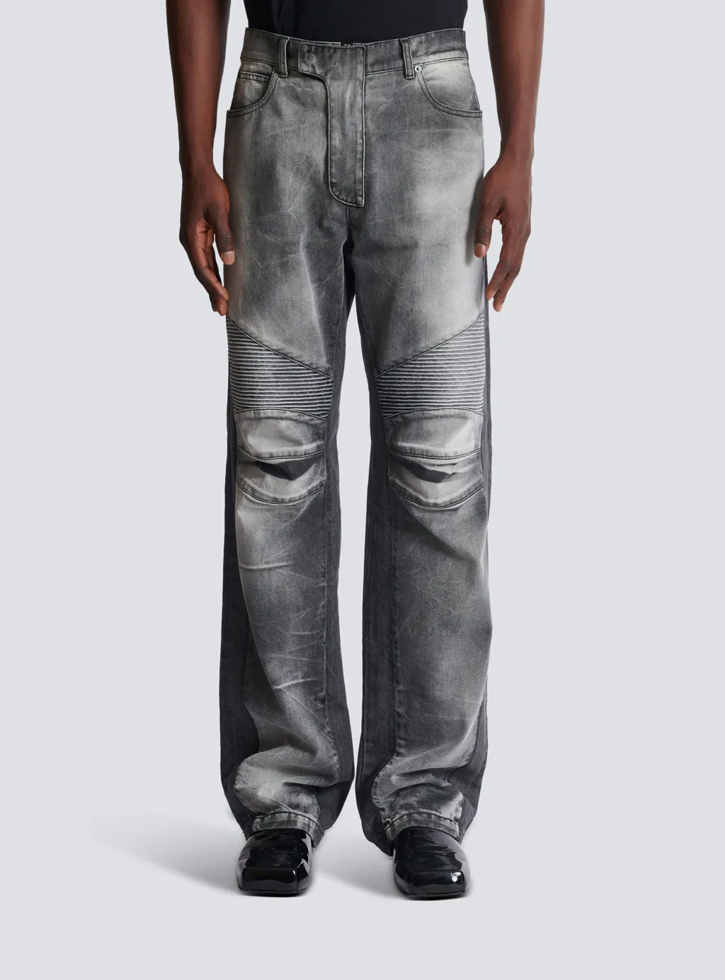 Loose-Fit Denim Biker Jeans